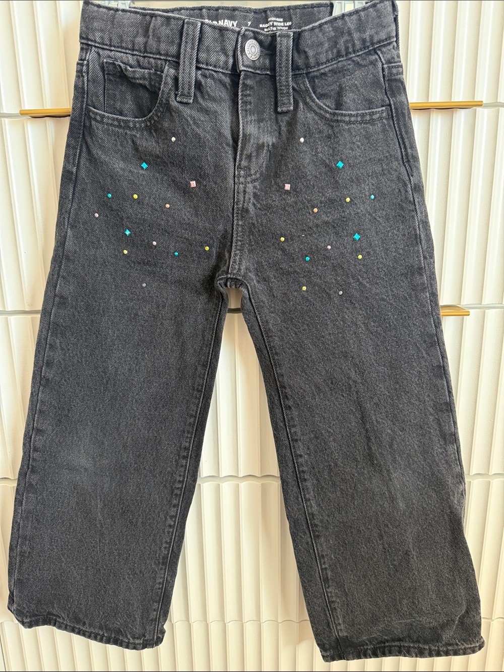 Old Navy Black Relaxed Jeans with Multicolor Stud Details
